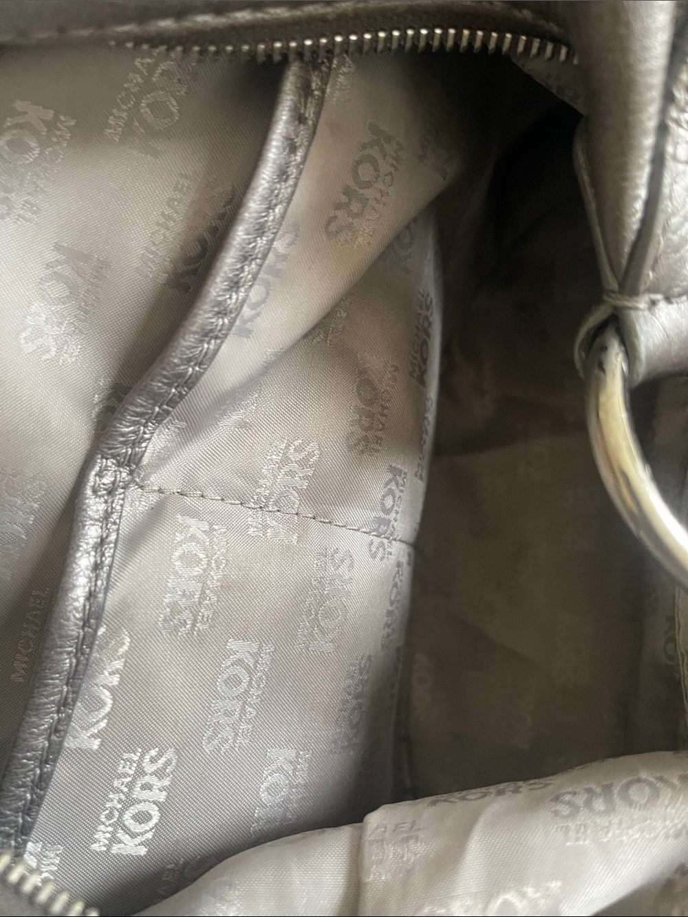Michael Kors Pewter Metallic Pebble Leather Hobo Bag - Picture 11 of 13
